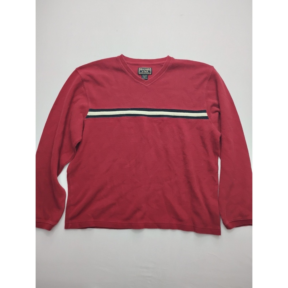 Abercrombie & Fitch Men's V-neck Red Striped Sweater Size XL Vintage 90s